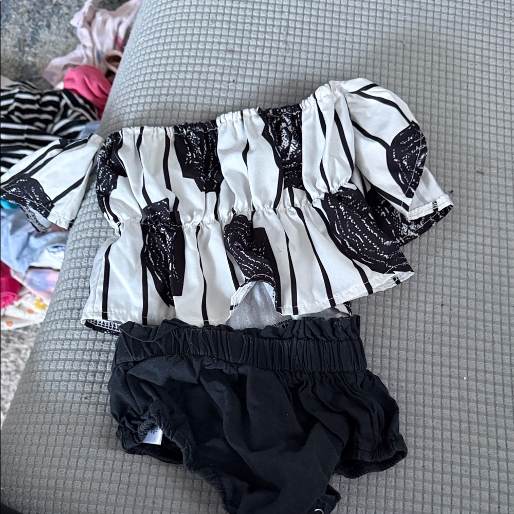 Stylish Black and White Kids Top and Bottom Set